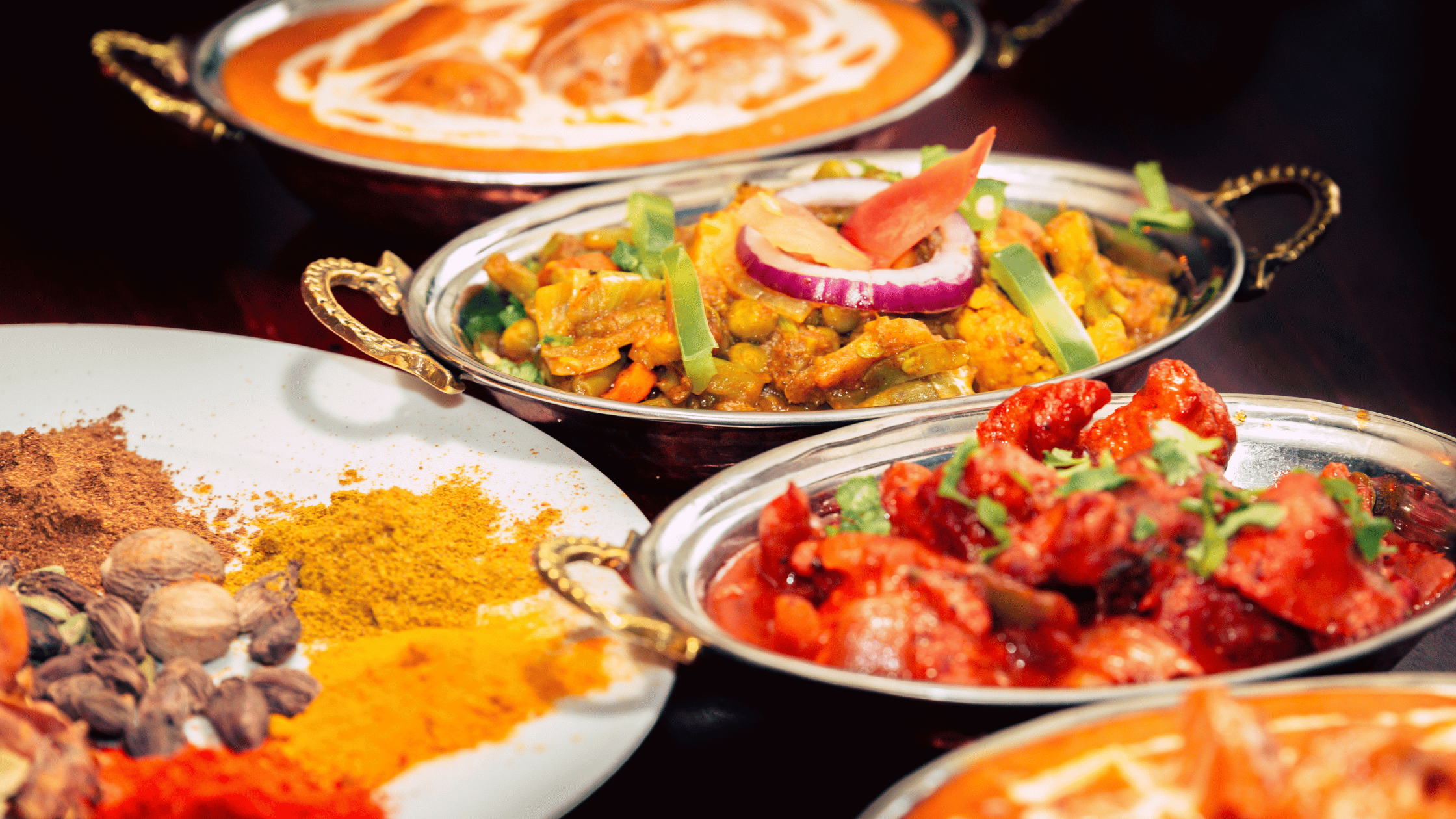 Close up shot of Indian masala and marinated chicken