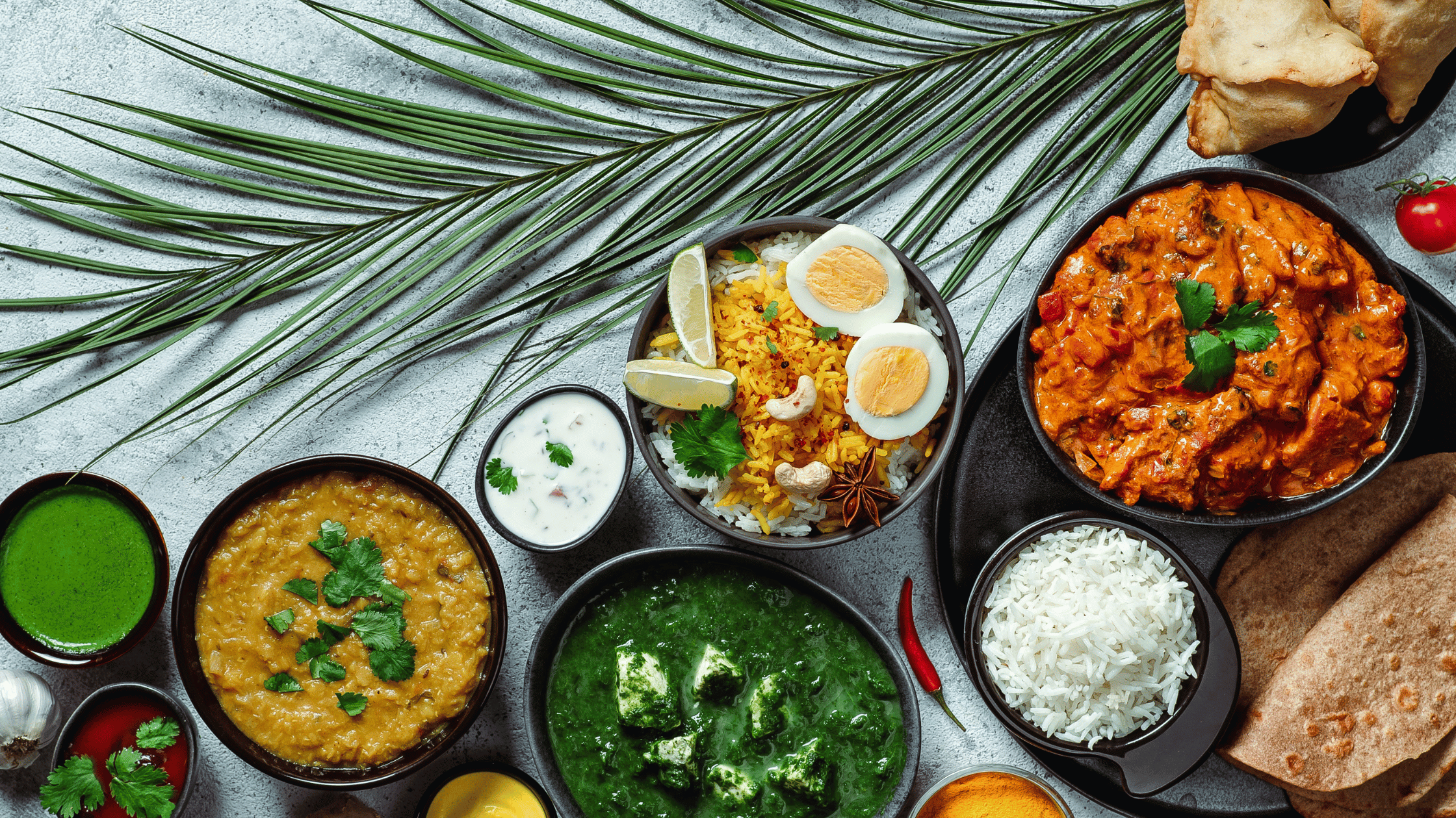 Variety of Indian dishes showcasing the beauty of Indian Cuisine